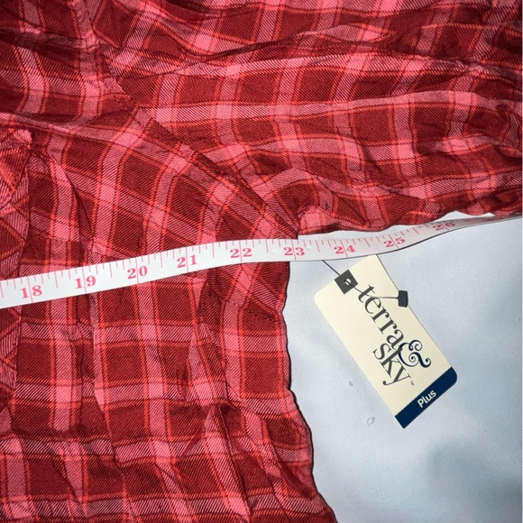 Terra & Sky Plus Flowy Top Button Down Plaid Shirt Size 1X New w Box - Picture 5 of 6